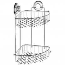 Suction Cup Corner Shower Caddy 2 Tier with Hooks HA-73132B